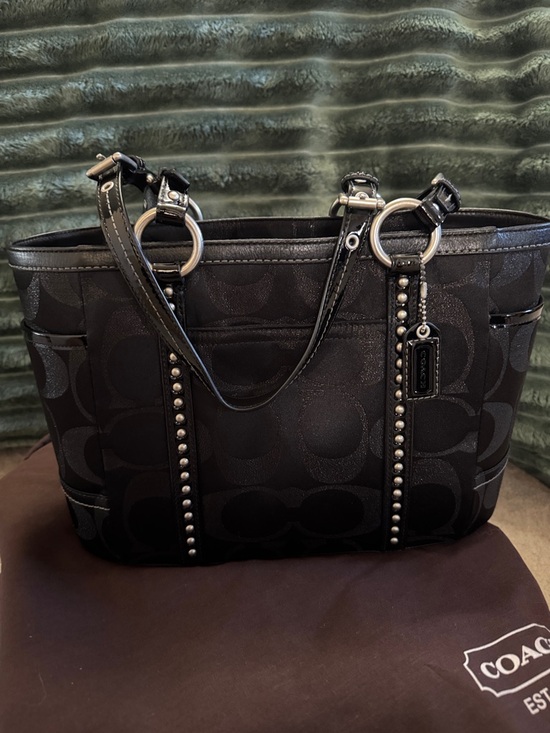 Coach Handbags - Authentic Black Coach Signature Studded Gallery Tote - Like NEW